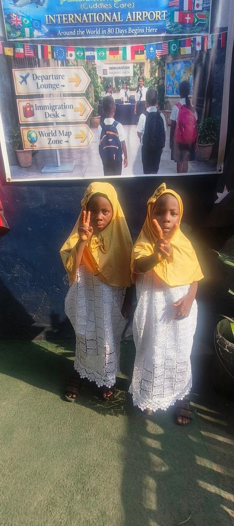 Twin pupils at the Peachmark International Airport display